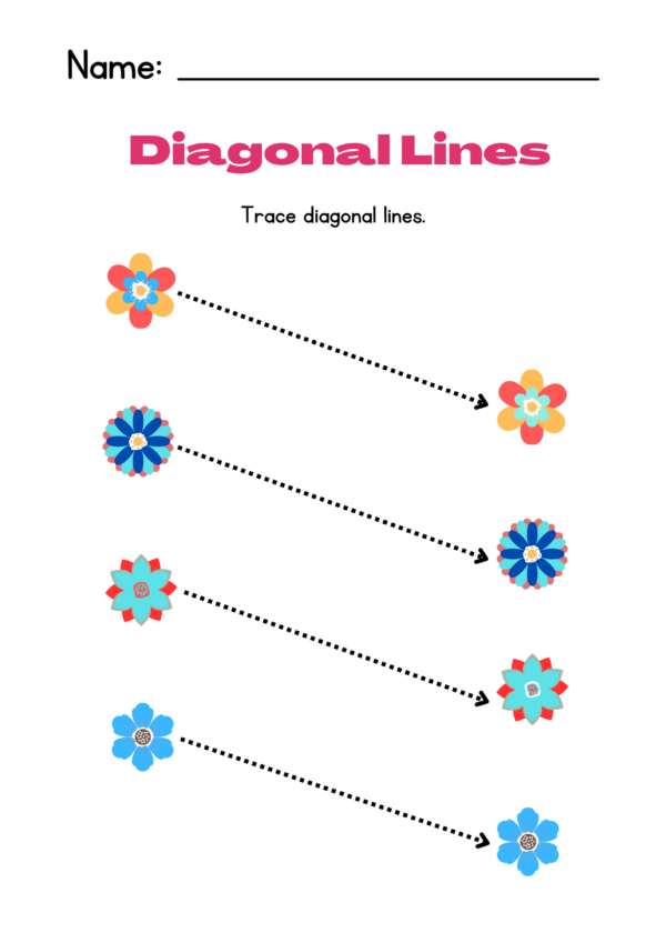 Colorful Illustrative Diagonal Lines Handwriting Worksheet Slanting Lines Tracing Worksheets for Kids-kidsgohub.com