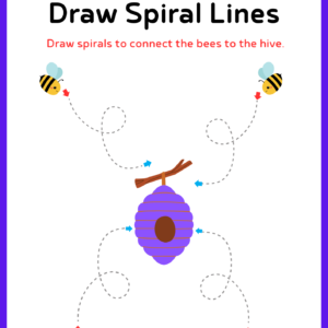 Draw Spiral Lines Worksheet in Playful Illustrative Style free spiral lines tracing worksheet-kidsgohub.com-