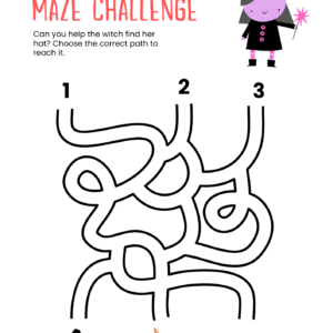 Free Halloween Maze Worksheet for Kids – Witch Hat Path Challenge-kidsgohub.com- Free Halloween Maze Worksheet for Kids – Witch Hat Path Challenge