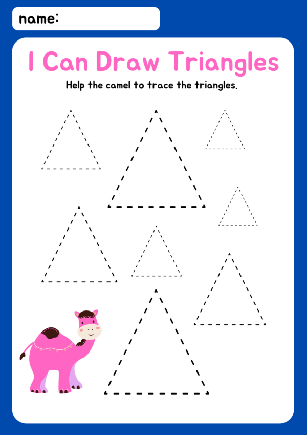 I Can Draw Triangles Worksheet-kidsgohub.com- Free Triangle Tracing Worksheet for Kids – Printable Shape Practice