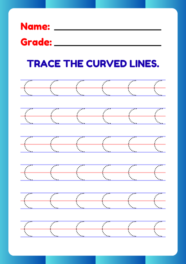Trace the Curved Lines Worksheet Curved Lines Tracing Worksheet-kidsgohub.com