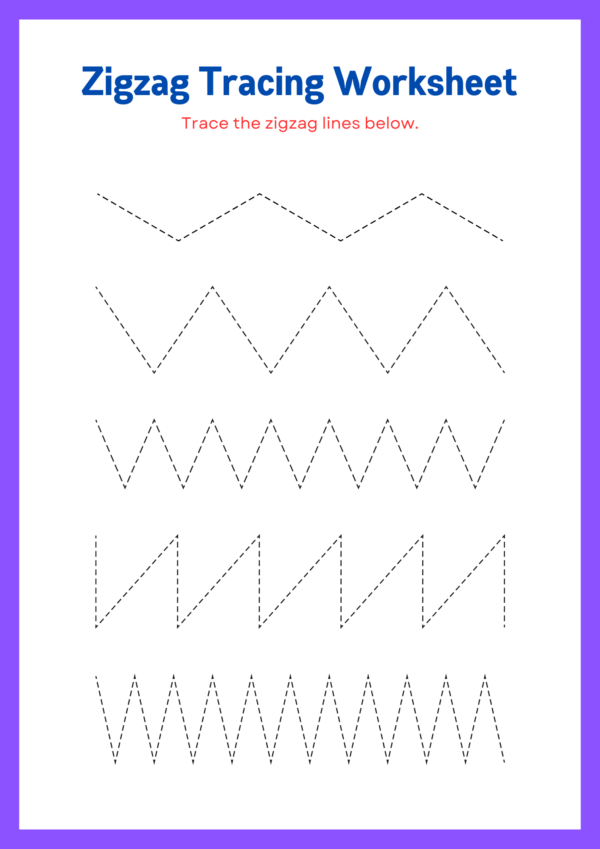 Zigzag Tracing Worksheet-kidsgohub.com- Zigzag Tracing Worksheet-kidsgohub.com