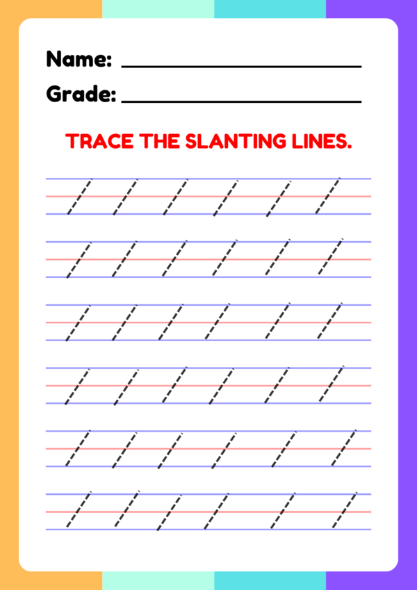 rewrewr - Copy Slanting Lines Tracing Worksheets for Kids-kidsgohub.com